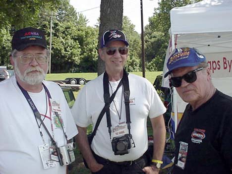 George Crittenden, Vic Cooke, and Olin catching up on Sunday morning before all the action begins.