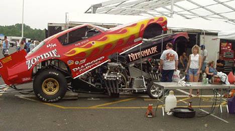 The Zombie and Nitromare looked like show cars before eliminations. Not so much, afterwards. Photo by Phil Elliott