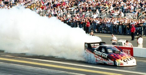 John Force lays down a fogbank in 1996. Photo by Andy 'Tog' Rogers