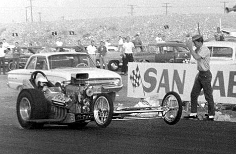 Tommy Ivo in Dave Zueschel's fueler at San Gabriel. Photo by Steve Gibbs