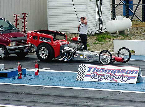 The car gets fired for its first trip down the quarter in 35 years! Photo by Vic Cooke