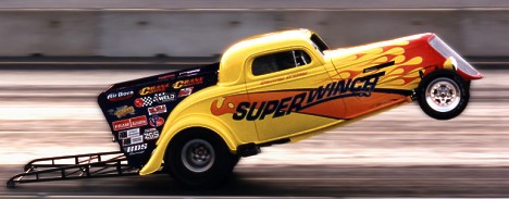 Danny O'Day reset the world wheelstander ET record to 8.733 seconds at MIR on 10-16. Photo by James Morgan