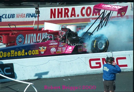 Girls rock the generations! Shirley Muldowney racing for the 16 year old owner of GooseHead.com. Photo by Robert Briggs