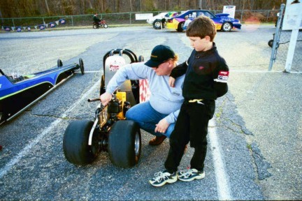 Jason and Dad set the ET Prediction dial-in. Photo by Greg Gage