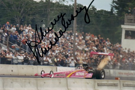 Billy Anderson's most prized possession -- an autographed photo of Shirley Muldowney. Photo by Patricia Anderson