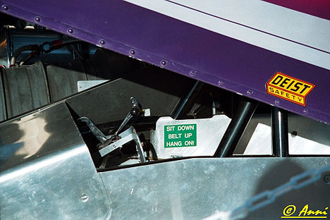 The Fireforce 2 cockpit displays an apt slogan. Photo by Anni Valder