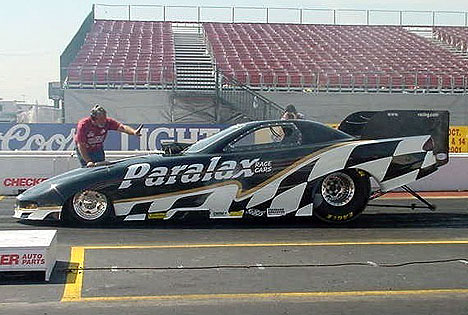 Grant Downing's Paralax machine is the latest entry on the fuel funny car scene. Photo by Connie Worsham