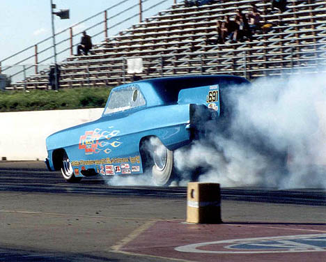 The Chevy II Much lays down a crowd pleasing burnout. Photo by Sheryl Ogonoski