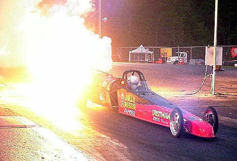 Under the watchful eye of Dick Rosberg, Ernie Bouge did everything right and earned his Jet Dragster license upgrade. Photo by Tim Pratt