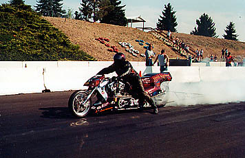 Spokane Top Fuel Harley Runner Up, Dave O'Hara. Photo by David Hapgood