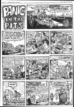 Panic in the Pits. Cartoon by Pete Millar