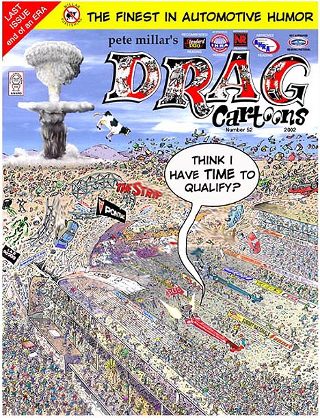 Pete Millar's DRAGcartoons Issue 52 Cover Art. Cartoon by Pete Millar