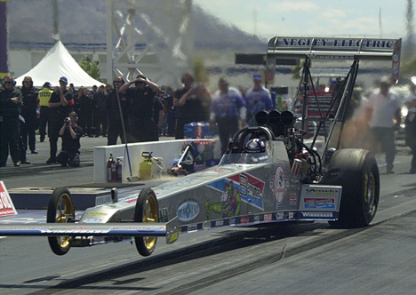 Cory McClenathan does a nice wheelie.