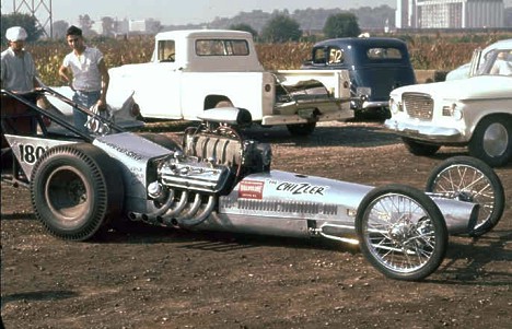 Chris 'The Greek' Karamesines' Chizler dragster in 1960. Photo by Pete Garramone