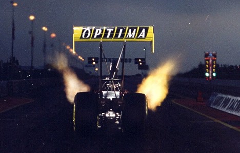 Tommy Moller's European Top Fueler gets ready to assault the quarter mile. Photo by Tog