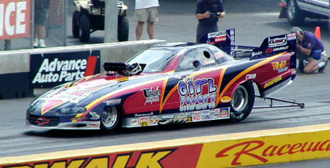 Laurie Cannister's Girl Power Camaro is making believers out of the boys in the IHRA. Photo by Vic Cooke