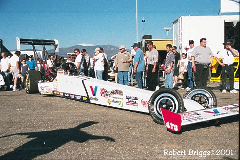 Russell to the Staging Area... Joe Amato's Top Fueler, 2001. Photo by Robert Briggs