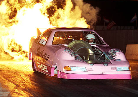 Fran Peppler shows the boys how it's done in her Rock N Roll Thunder jet funny. Photo by James Morgan