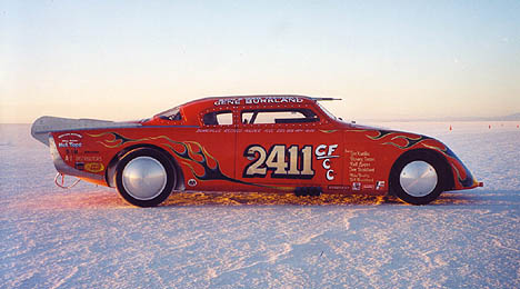 Gail Tesinsky drives this 255 mph '53 Studebaker on the salt. Photo thanks to Gail Tesinsky