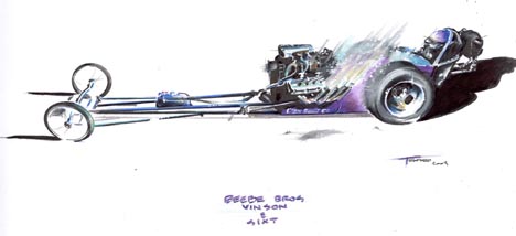 Beebe Bros., Vinson & Sixt dragster circa 1965-66. By Jeff Teaford