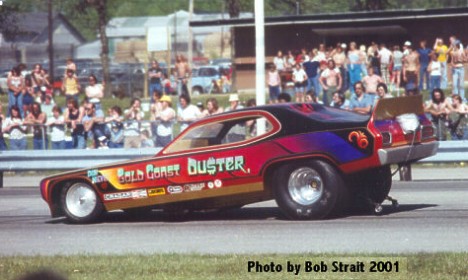 A rare shot of the Gold Coast Duster fuel funny car. Photo by Bob Strait
