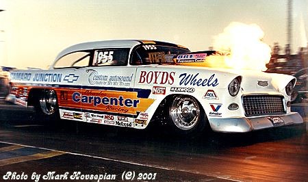 Charles Carpenter with one of the earliest nitrous backfires in history -- 1990! Photo by Mark Hovsepian