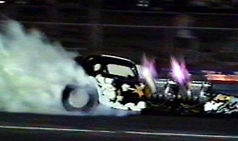 Graham Slapp's twin-engine Fiat altered puts on a spectacular show at night! Photo thanks to Graham Slapp