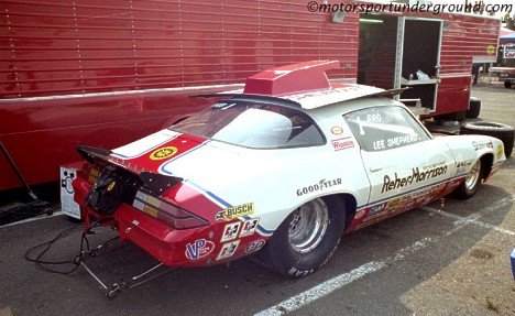 Reher-Morrison's Chevy Camaro with Pro Stock World Champ Lee Shepherd. Photo by James Morgan