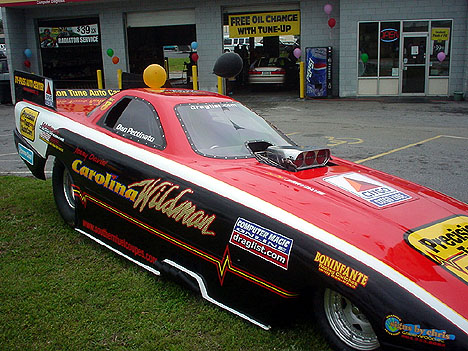 Jerry Davis' Carolina Wildman proudly displays new Southern Fuel Coupes series sponsors Draglist.com and Computer Magic Online. Photo by Bob Gettys