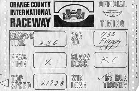 It's as official as it's going to get -- the King Camaro's 6.36 steel Chevy time slip from OCIR. Thanks to David Ray