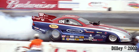 Dave Ray's alky burner sports a new Mustang body for 2002. Photo by Ron Dilley