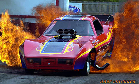 Dave Sano's incredible Corvette nitro funny car will be on hand at E-town on July 27 and 28. Be there! Photo by Dave Milcarek