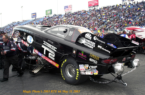 Arnie Karp made a triumphant return to drag racing with the T2 AA/FC at Joliet. Photo by Mike Garland
