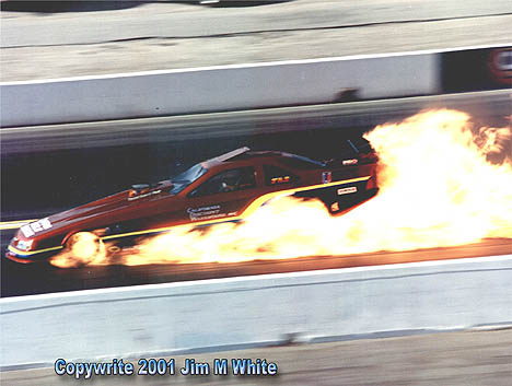 Gary Densham lights up his independent fuel Beretta at Pomona '92. Photo by Jim White