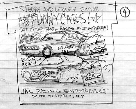 Sketch 4 is an early rough thumbnail done for client approval. Art by Joel Naprstek