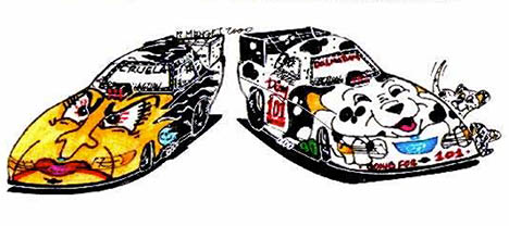 John Force to Debut 101 Dalmatians Body to Celebrate 101st Win? Cartoon by Rick Menges