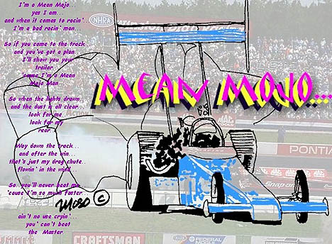 Mean Mojo. Drag racing poetry and art by Tom DeLello