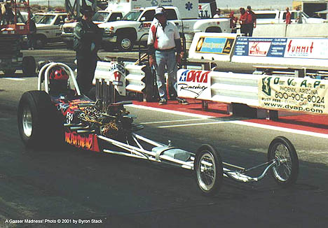 John Bradley is still out there doing what he does best -- racing the fastest flathead powered dragster in the land. Photo by Byron Stack