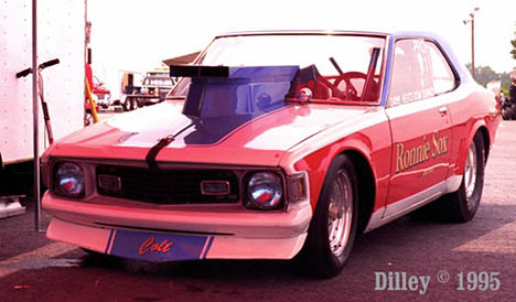 The restored Ronnie Sox Pro Stock Dodge Colt looking great in 1995. Photo by Ron Dilley