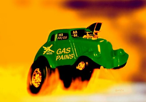 Gas Pains and Fire Burnouts! Photo art by Gonzo