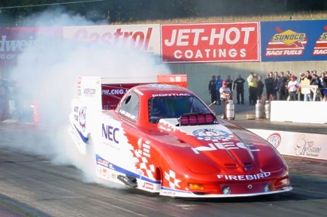 Gary Densham's slick new 2001 Firebird smokes 'em off at the Keystones. Photo by Greg Gage