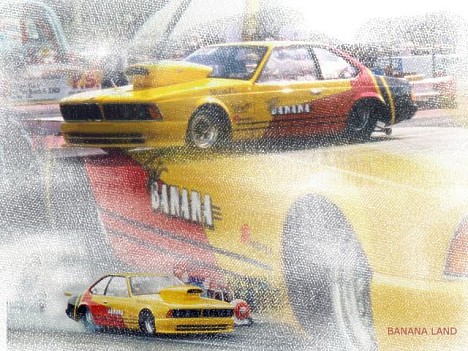 Top Banana! This is how to race a BMW. Photo art by Gonzo