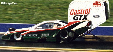 Top secret John Force test session, 1999. Photo art by Ron Dilley