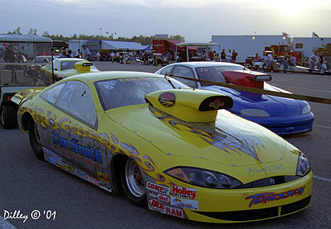 Gene Wilson drove the Charles Hunt Pro Stock Cougar to the 2001 IHRA World Championship. Photo by Ron Dilley