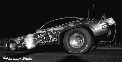 Jungle's '76 Blue Monza at Raceway Park. Photo by Norman Blake