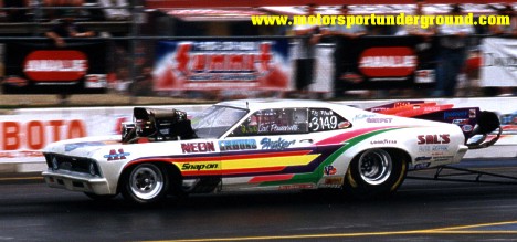 Sal Pasarelli's Neon Ground Shaker is Maine's quickest doorslammer. Photo by James Morgan