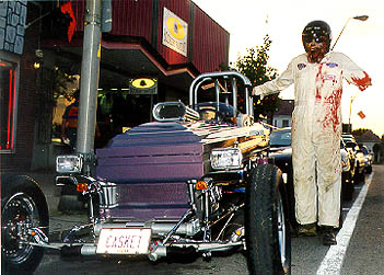 An altercation with the 'Mad Golfer' forces Rick Howard to drive the Casket Wagon. Photo by Rick Howard