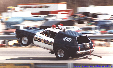 Bob Hall's Paddy Wagon wheelstander probably has more trips down East Coast strips than any other vehicle. Photo by James Morgan