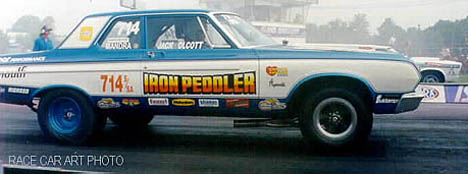 Jack Olcott leaves the line hard in his big Plymouth. Photo by Joel Naprstek