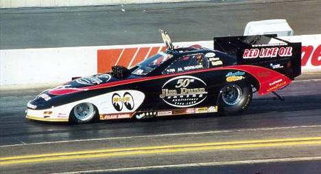 Al Hoffman in the Jim Dunn Racing Mooneyes Special at the NHRA World Finals in November. Photo by Steve Bibby